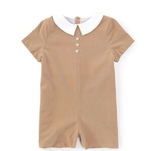 Edgehill Collection Tan Bodysuit with White Collar